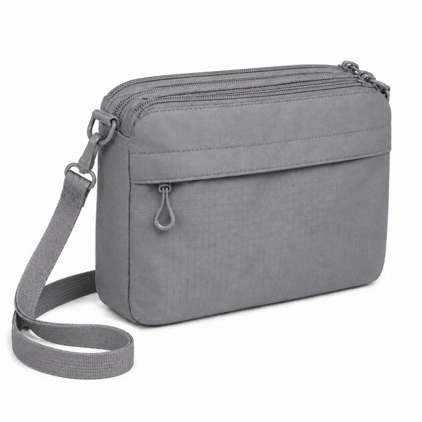 2427 Grey Triple Top Zip Ripstop Polyster W Front Zip