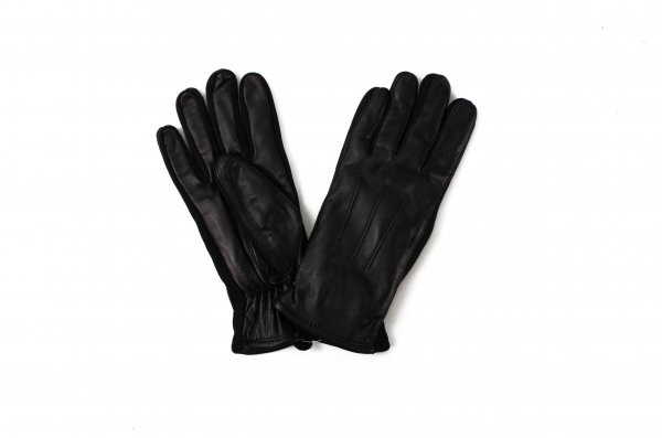 8917BLACK SMALL LADIES SHEEP NAPPA GLOVES, ELASTICATED TRIM