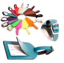 LEATHER LUGGAGE TAG TEAL