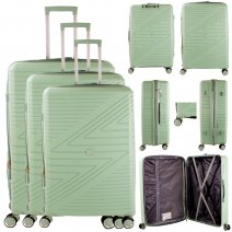 T-HC-PP-02 GREEN SET OF 3 TRAVEL TROLLEY SUITCASE