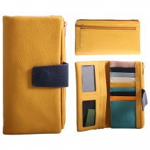 7272 MUSTARD LARGE TABBED PURSE WITH MULTICOLOURED CREDIT CARD S