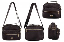 2434 BLACK POLYESTER MULTI ZIP X-BODY BAG WITH TOP HANDLE