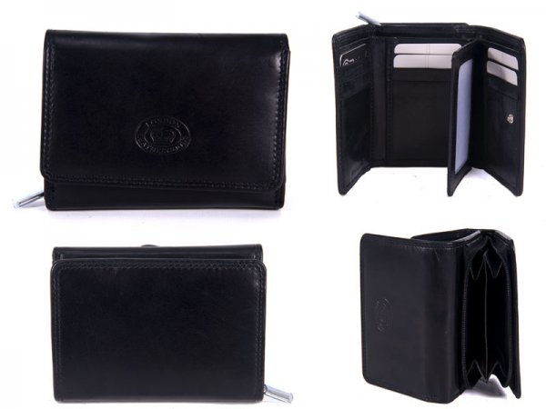 1063 Black RFID Sft Cow Nappa Zip Rnd Purse wt Frnt Flap