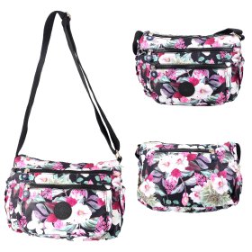 LL-178 BLACK FLORAL SHOULDER BAG