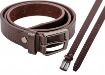 2706 Brown 1" woven prnt belt w brushed nickl buckl XXL(44"-48")