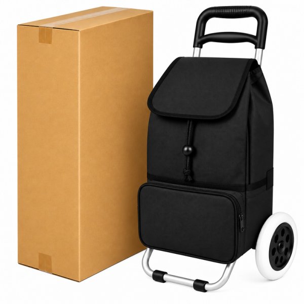 ST-02 Box Of 10 Plain Black 2 Wheeler Trolley (New)