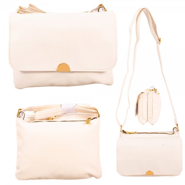 JBFB374 WHITE PU SHOULDER BAG