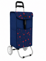 6961/W NAVY WITH RED FLOWERS 2 WHEEL SHOPPING TROLLEY