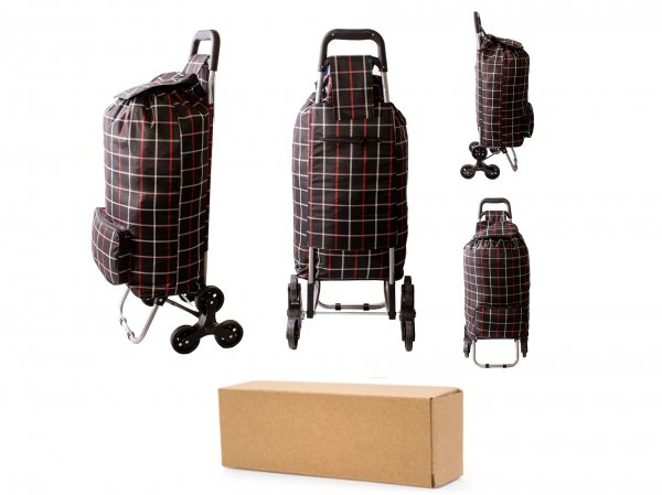 ST-09-CH BLACK CHECK BOX OF 8 SHOPPING TROLLEY