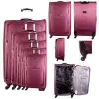HD-202004 BURGUNDY TRAVEL TROLLEY SET OF 5