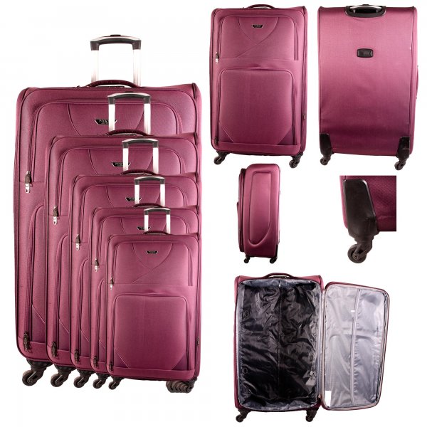 HD-202004 BURGUNDY TRAVEL TROLLEY SET OF 5