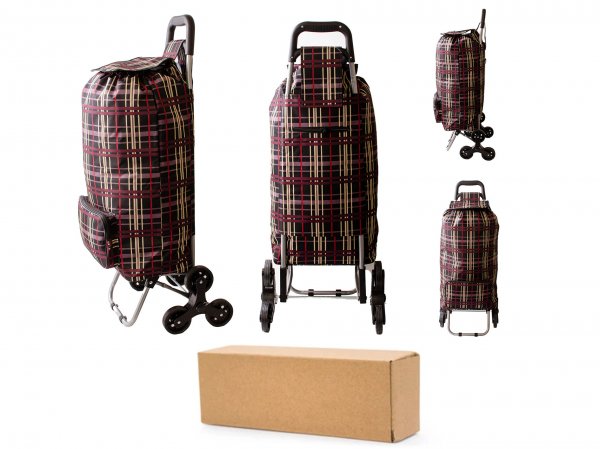 ST-09-CH -RED MUSTARD CHECK BOX OF 10 SHOPPING TROLLEY