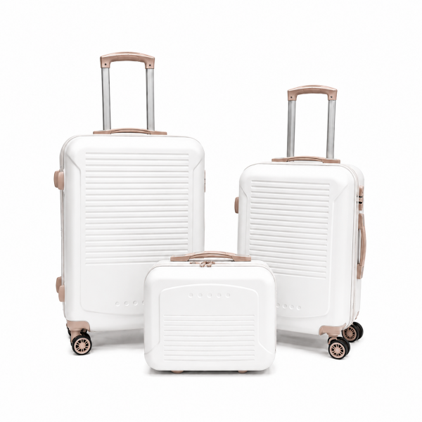 T-HC-716 SET OF 3 White Premium Hard Shell Suitcases