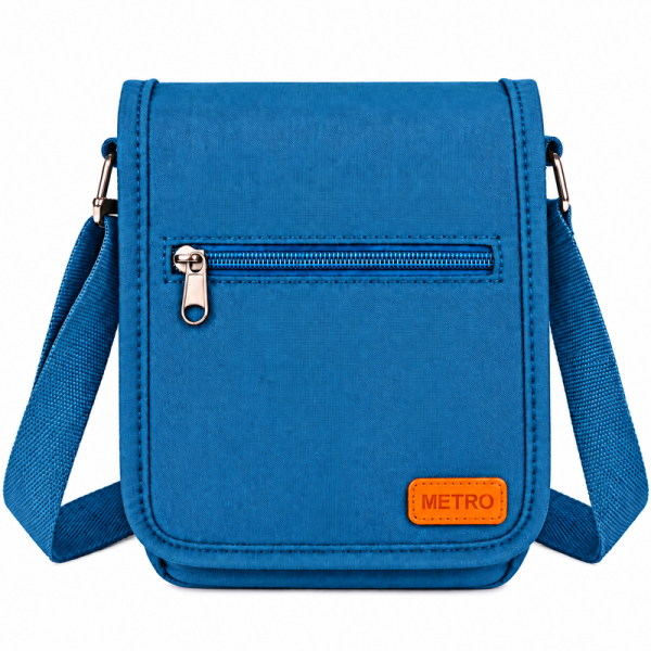 LL-256 Teal Polyester X-Body Shoulder Bag W/4 Zips (New)