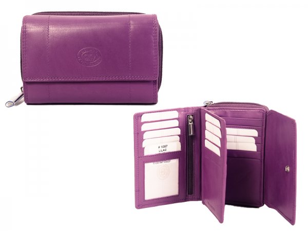 1057 Lilac RFID C. Nappa Zip Rnd Prse, Frnt Flp, Dble C. Crd