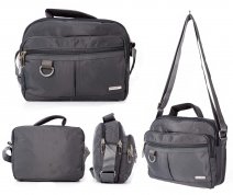 2454 GREY TWN TP ZP LNDSCPE X-BDY BAG / 2 FRONT ZIP