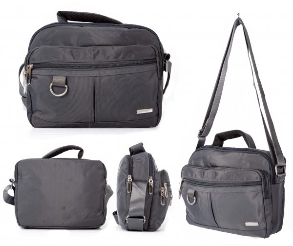 2454 GREY TWN TP ZP LNDSCPE X-BDY BAG / 2 FRONT ZIP