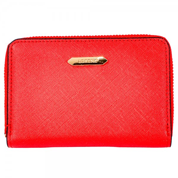 7120 RED SAFF LK ZIP RND PU PURSE W/ID WINDOW & COIN SECTION