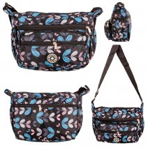 LL-156 BLUE FLOWER BLACK SHOULDER BAG