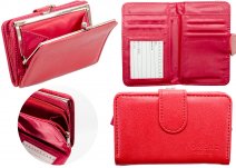 5905 WINTER RED LEATHER GRAIN PU PURSE, ZIP AND WALLET SECTION