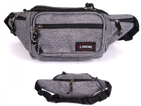 2512 GREY bumbag with 2 top zips & 2 front zips 1 EA