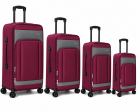 J-4021 Burgundy JustPack Expandable Suitcase Set of 4
