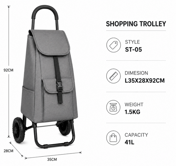 6966 Grey 2 Wheeler Trolley Bag