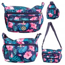 LL-156 PINK FLOWER NAVY SHOULDER BAG