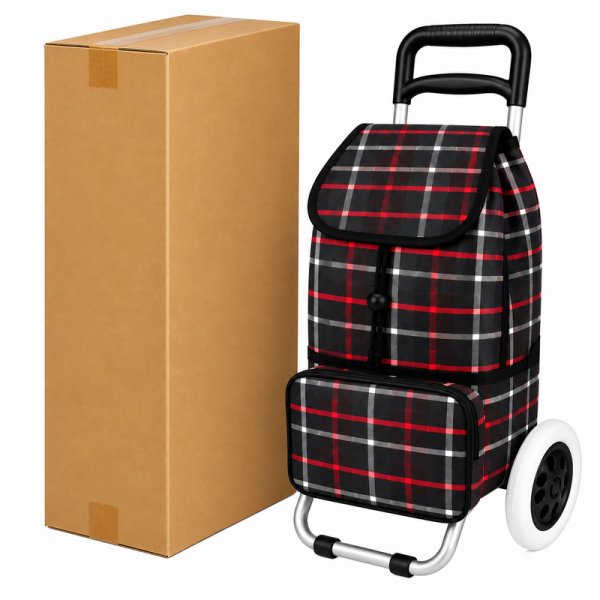 ST-02 Box Of 10 Black Check 2 Wheeler Trolley (New)