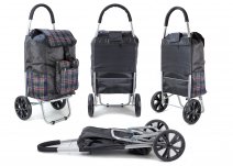 ST-07 COLLAPSABLE SHOPPING TROLLEY 2 WHEELS NAVY CHECK