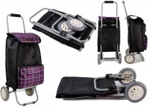 6956 Purple Check Shopping Trolley with Folding back Frame