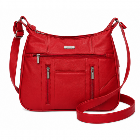 3734 Red Lorenz Cow Hide Twin Top Zip Bag