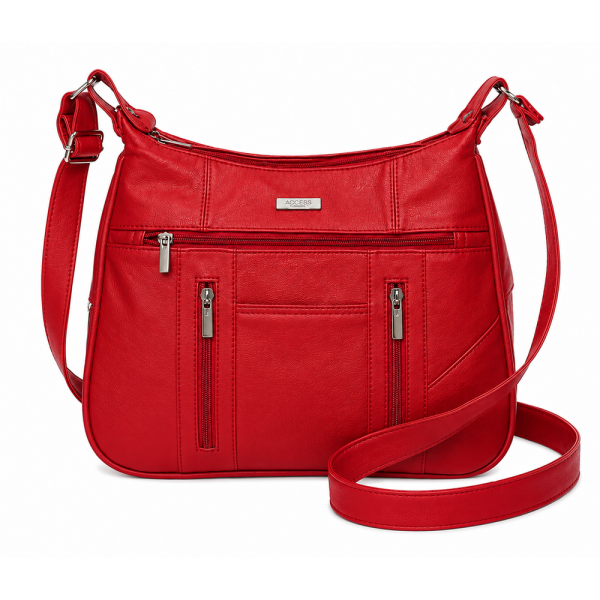 3734 Red Lorenz Cow Hide Twin Top Zip Bag