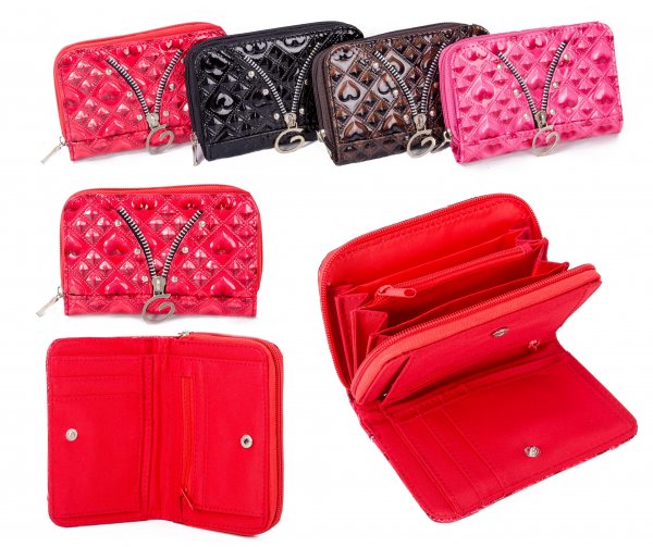 PU-30 RED PU PURSE W/ CONCERTINA ZIP