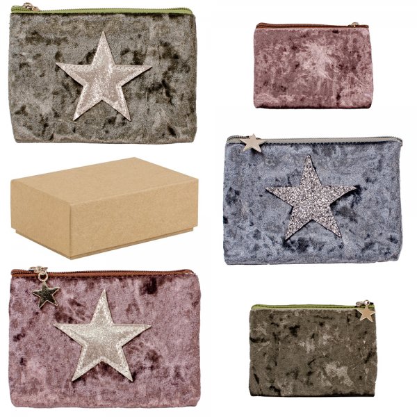 CP02 ASSORTED BOX OF 12 STAR APPLIQUE MINI PURSE