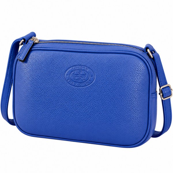 0595 Azure Pebble Leather Tripple Top Zip Rfid X-Body Bag (New)