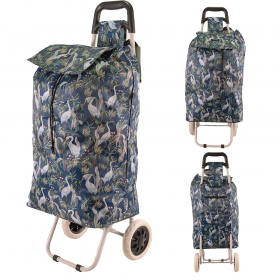 MS-001 Navy Two-Wheel Shopping Trolley Swan Pattern