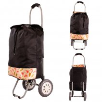 6958/S BLACK/BEIGE FLORAL 2-WHEEL SHOPPING TROLLEY