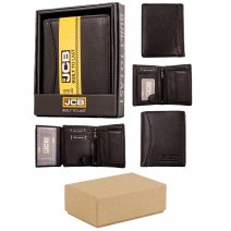 JCBNC54C BLACK BOX OF 12 GENUINE LEATHER RFID WALLET