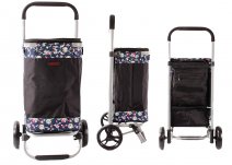6962/W NAVY FLORAL PATTERN SHOPPING TROLLEY