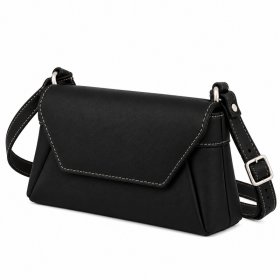 RL 666 Black Leather Bag With Popper Flap (New)