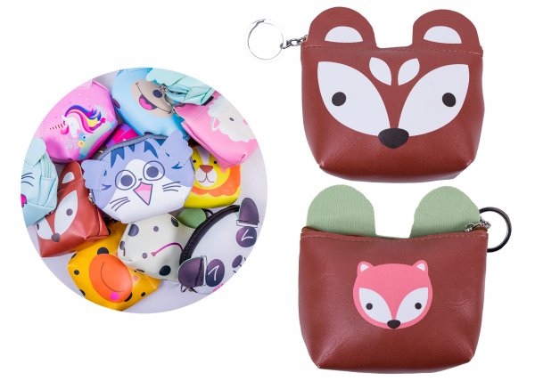 7091 FOX Printed Coin Purse with Straigh Zip