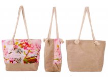 GRACE114 CAT PINK CANVAS SHOPPING/BEACH BAG