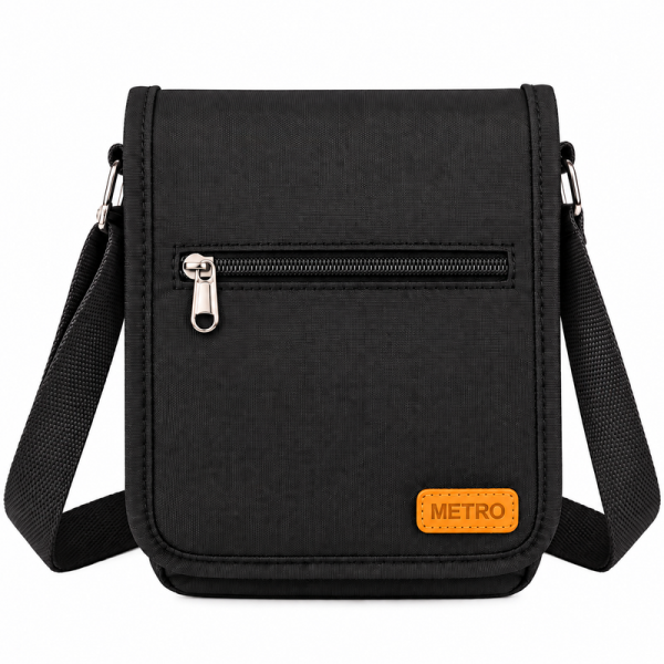 LL-256 Black Polyester X-Body Shoulder Bag W/4 Zips (New)