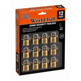 0242 World Ball Security Padlocks Pack Of 12