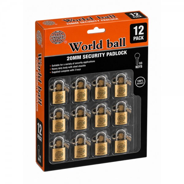 0242 World Ball Security Padlocks Pack Of 12