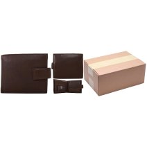 1063 ASSORTED RFID BROWN ITALIAN LEATHER WALLET BOX OF 10