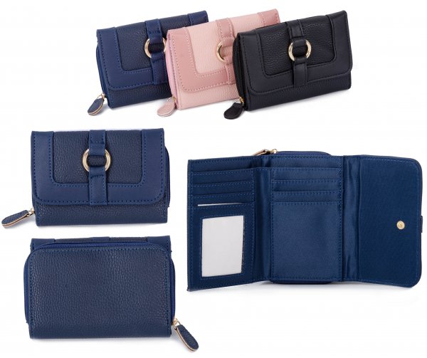 JBPS188 BLUE PU PURSE W/ CARD HOLDERS & COIN SECTION