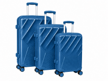 ARMAX Teal Blue Ribbed Hard-Shell Set of 3 Spinner Suitcase