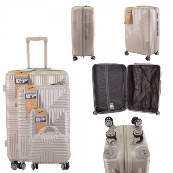 T-HC-20 SILVER SET OF 4 TROLLEY SUITCASES